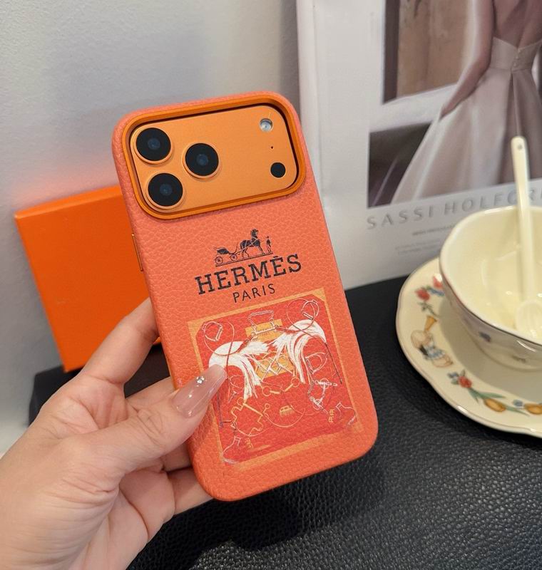 Hermes Leather Finish Phone Case for iPhone 17-17 Pro Max