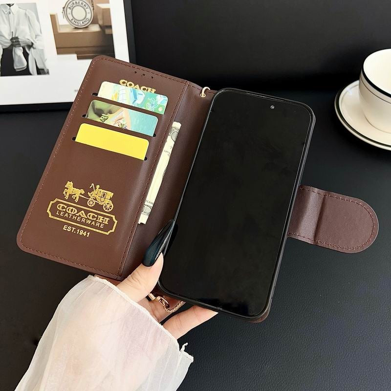 Leather Flip iPhone Case With Card Holder For iPhone 14-17 Pro Max