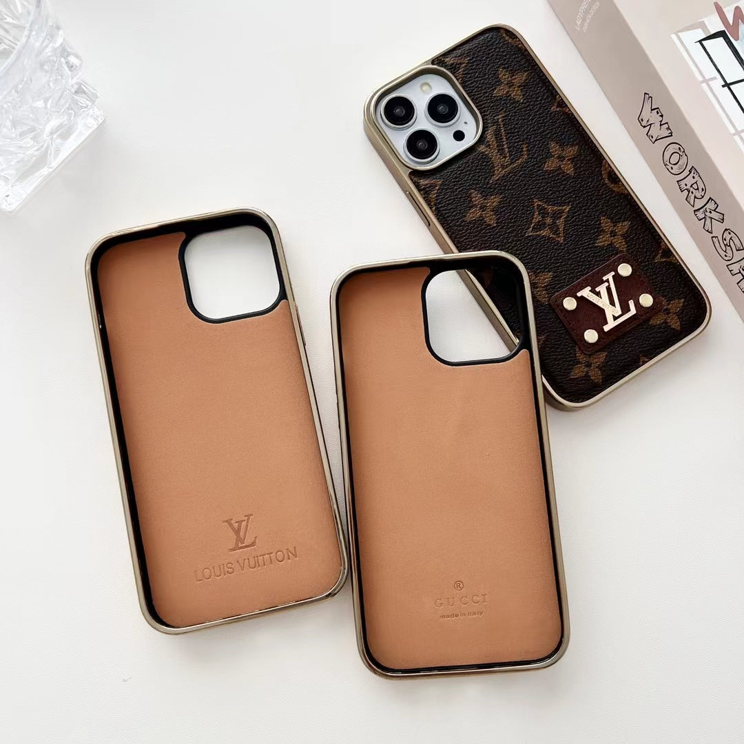 Louis Vuitton Style PU Leather Phone Case For iPhone 12-16 Pro Max
